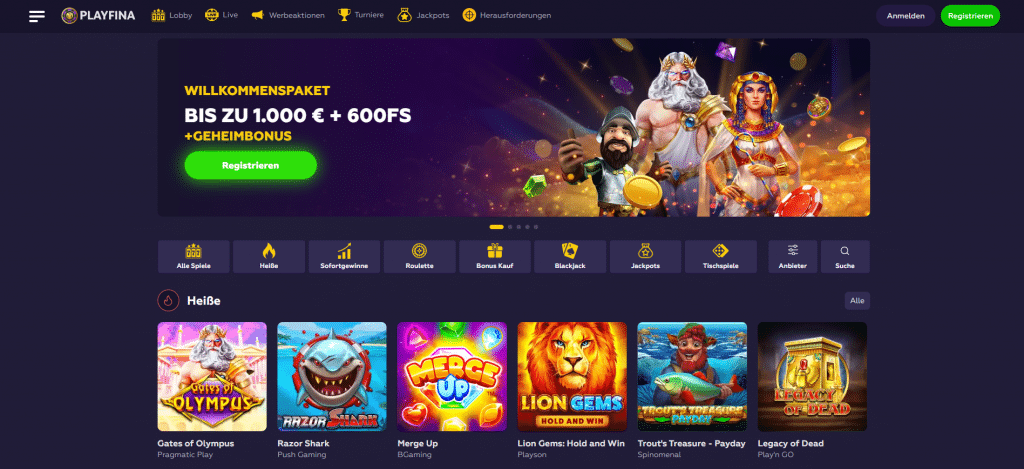Playfina casino 1024x469 Playfina Casino